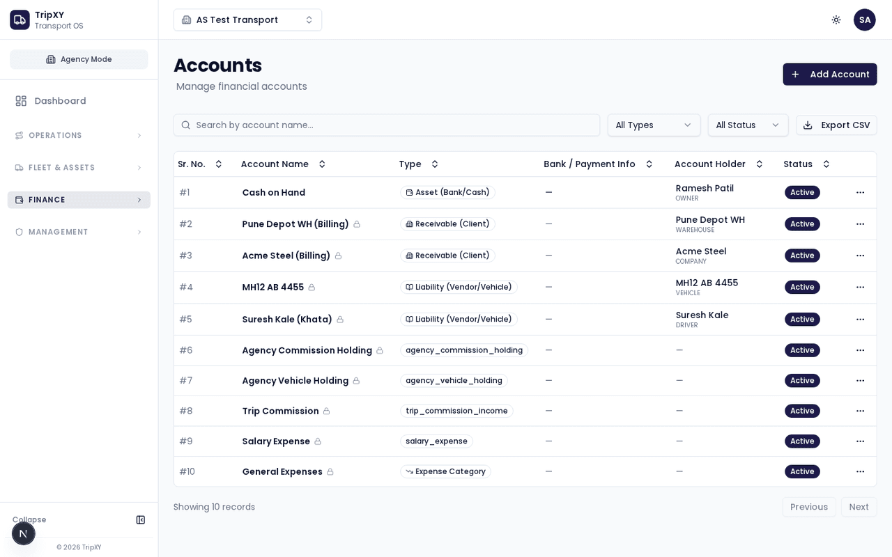 TripXY ledger — light theme