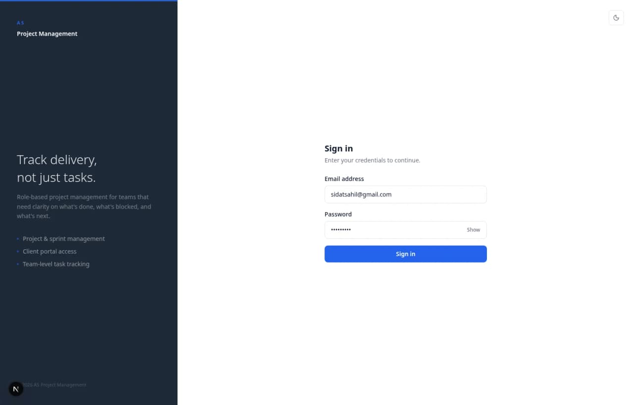 AS Project Management Login Portal