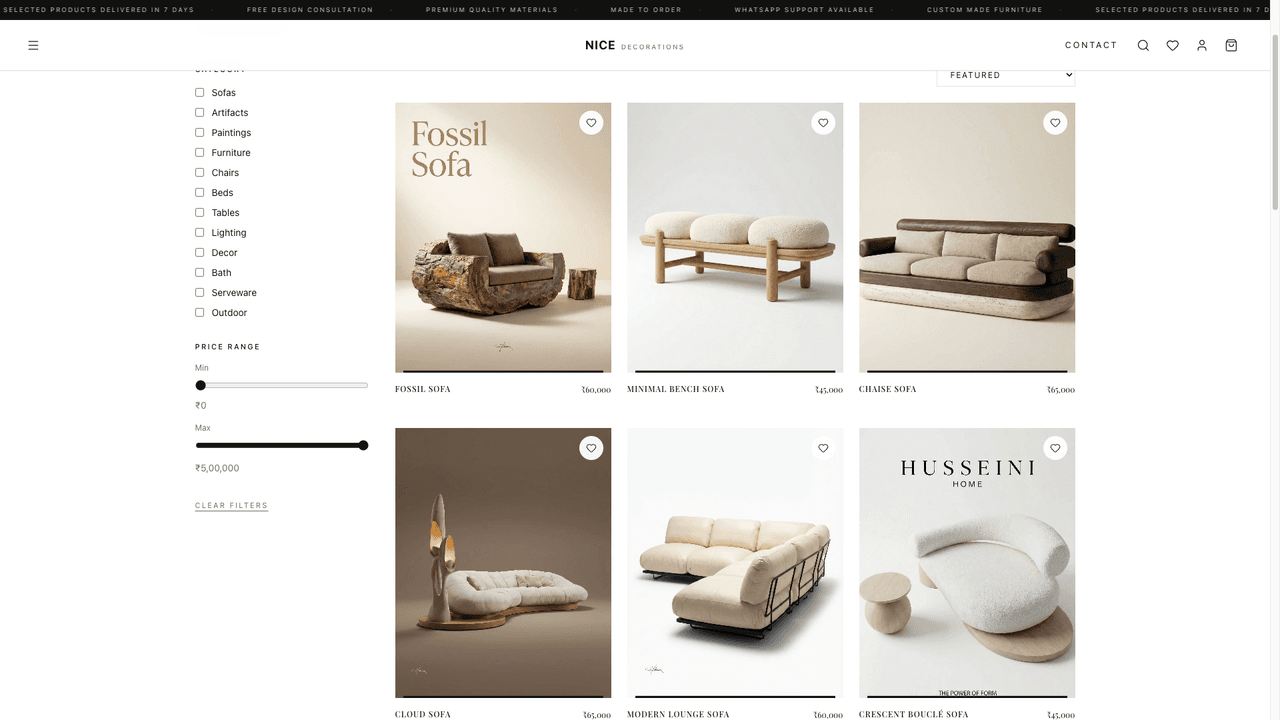 Shop with filters and product grid