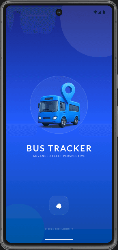 Bus Tracker splash screen with tagline