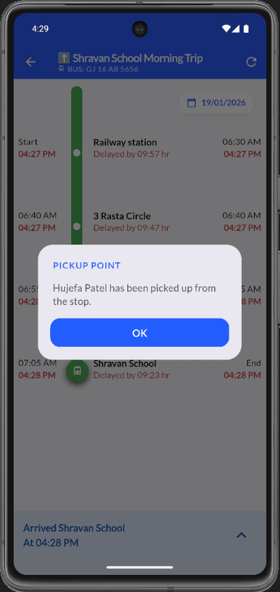Parent pickup notification modal
