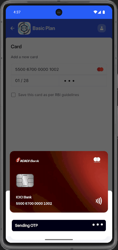 Payment processing sending OTP