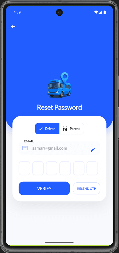 Reset Password OTP verification screen