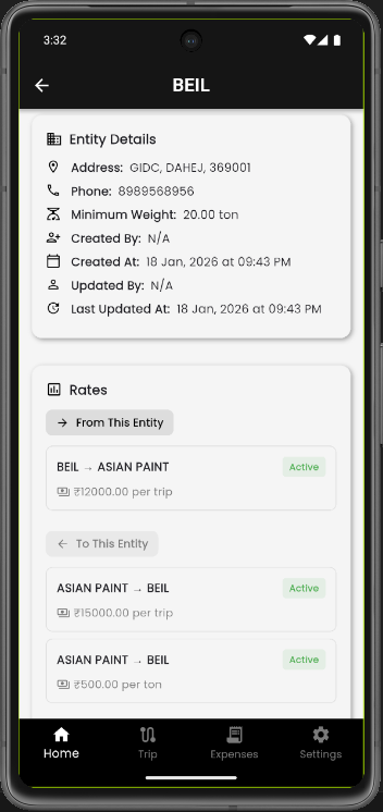 TMS industrial logistics dispatch and weighbridge slip rate integration