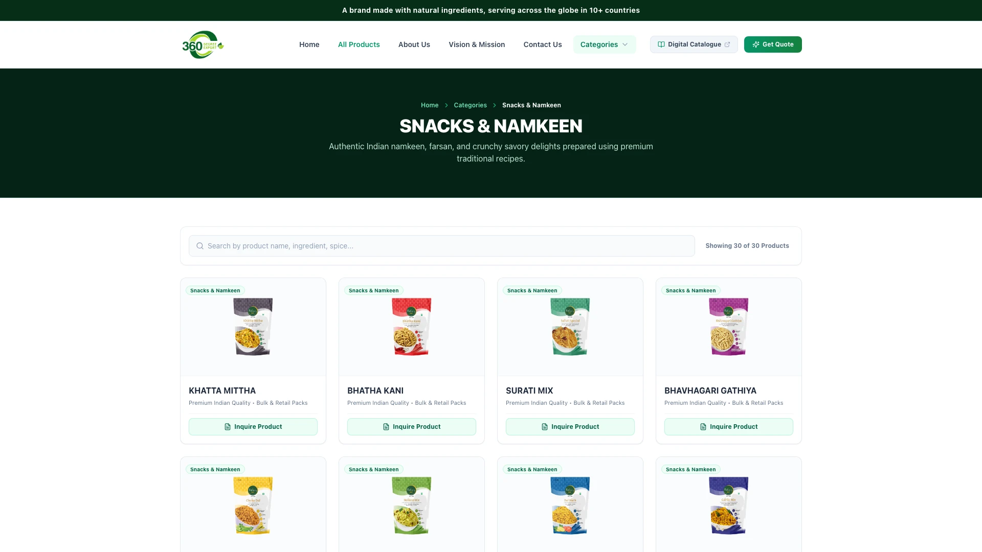 Snacks & Namkeen Category Catalog Page