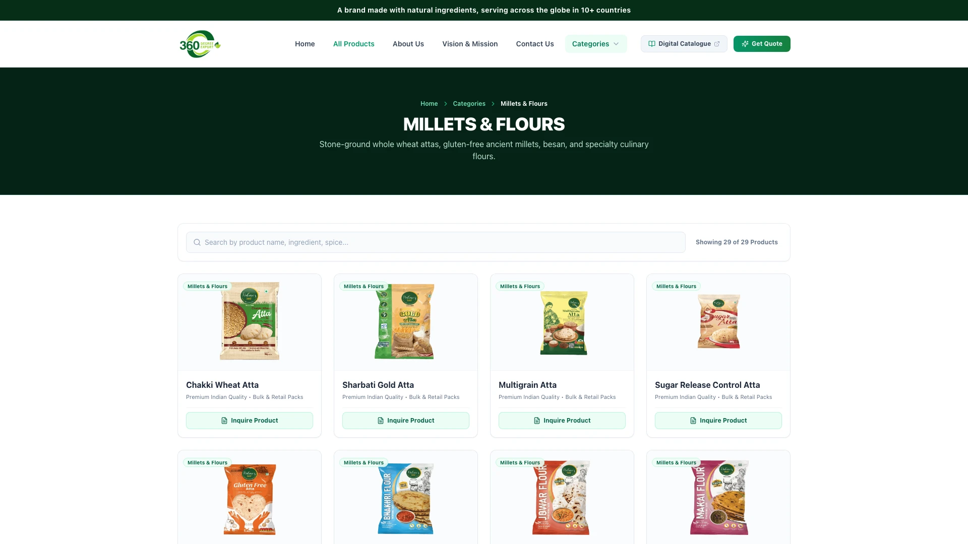 Millets & Flours Category Catalog Page