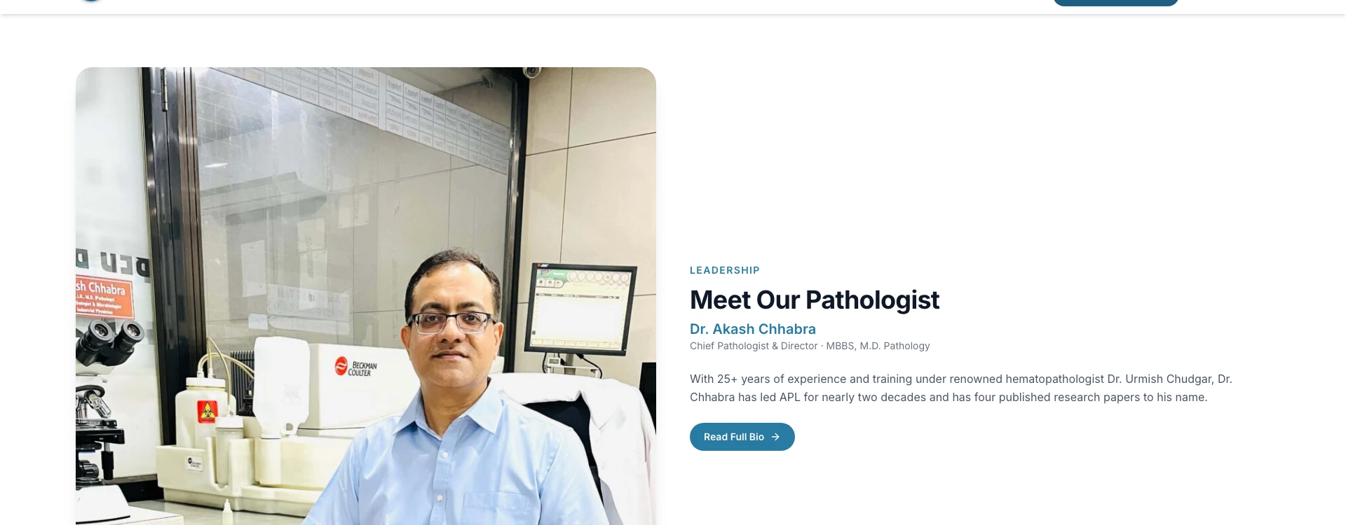 Lead Pathologist Leadership Bio