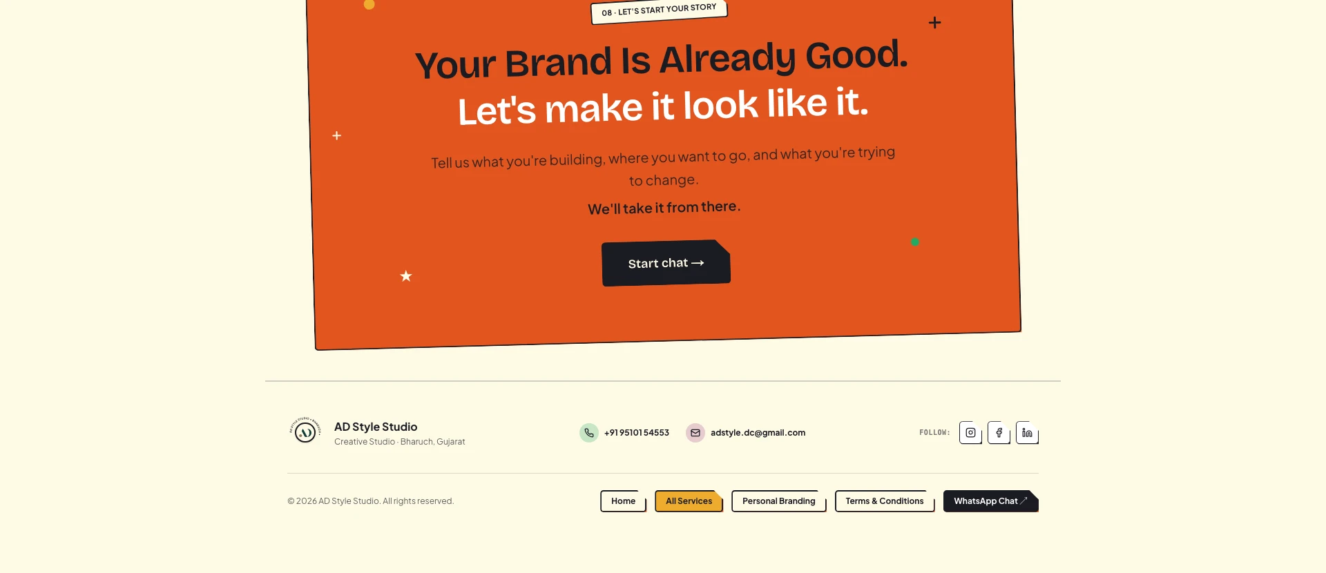 Section 08 — Inquiry CTA & Studio Footer