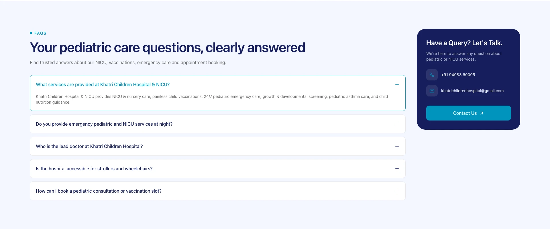 Pediatric FAQs & Consultation Booking