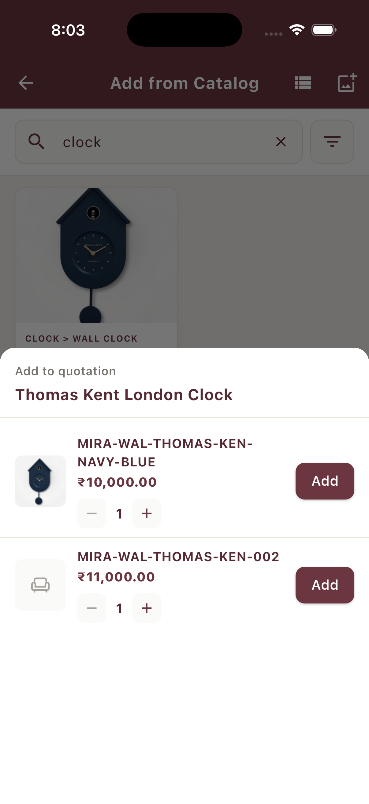 Add product variant from catalog to quotation