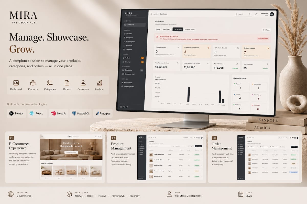 MIRA The Decor Hub Web Storefront and Admin Management System Showcase