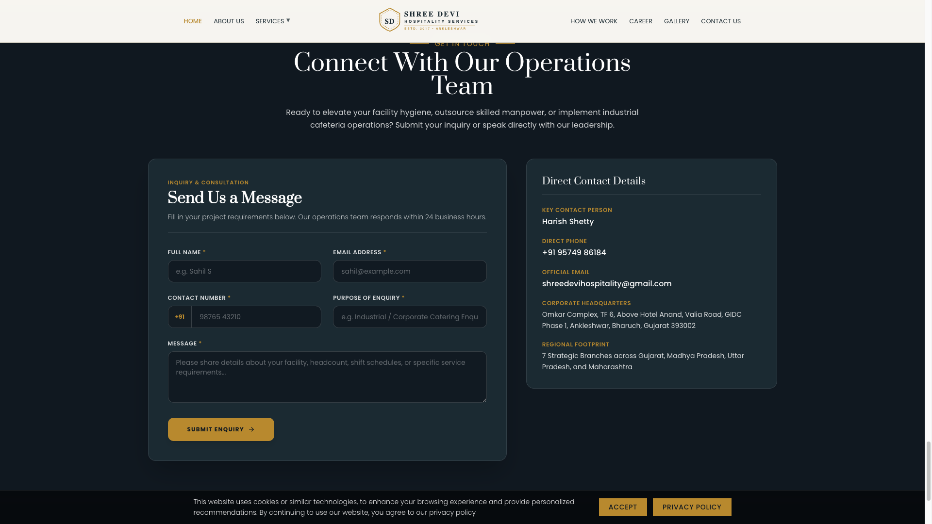Direct Client Inquiry & Contact Form